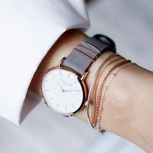 Rosefield West Village Grey Rose gold watch